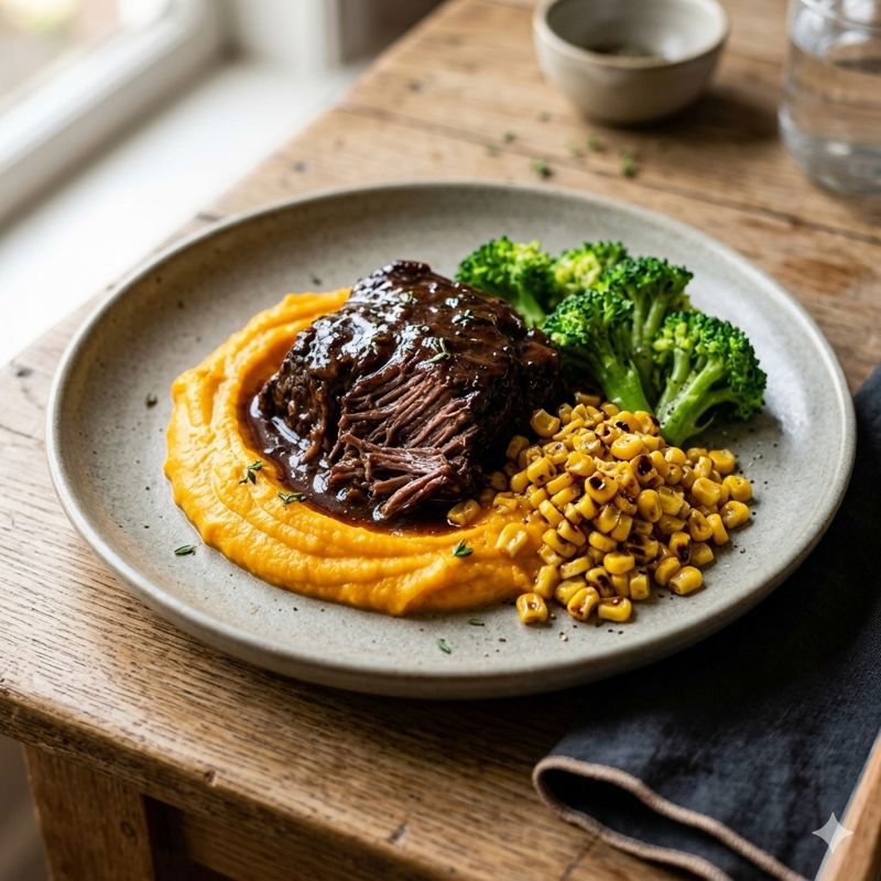 Braised Beef with Pumpkin Mash